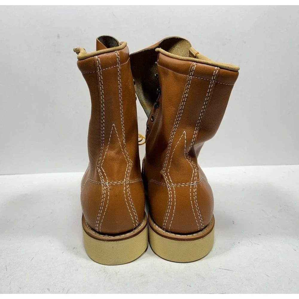 Vintage Sears Roebuck Moc Toe Work Boots Brown Leather Wedge 86259 Men's 10.5 EE